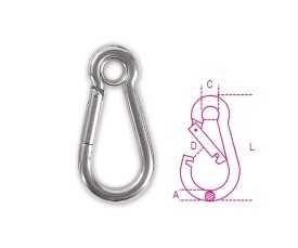 Moschettoni con anello inox AISI 316 art. 8274A