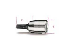 Chiavi a bussola a giravite per viti con impronta pentalobata con attacco quadro femmina 1/4" cromate inserti bruniti art. 900PT