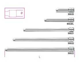 Prolunghe con attacchi quadri, maschio e femmina 1/4" cromate art. 900/...