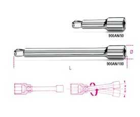 Prolunghe con attacchi quadri, maschio e femmina 1/4" angolari, cromate art. 900AN