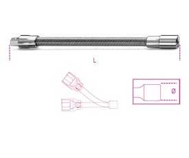 Prolunga flessibile con attacchi quadri maschio e femmina 1/4" cromata art. 900FL